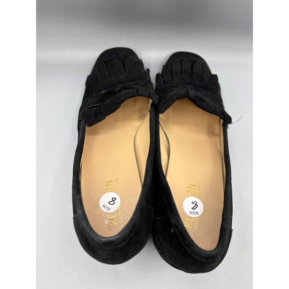 Reaction Kenneth Cole Shoes Womens 8 Black Suede Loafers Fringe Block Heel - Picture 4 of 8